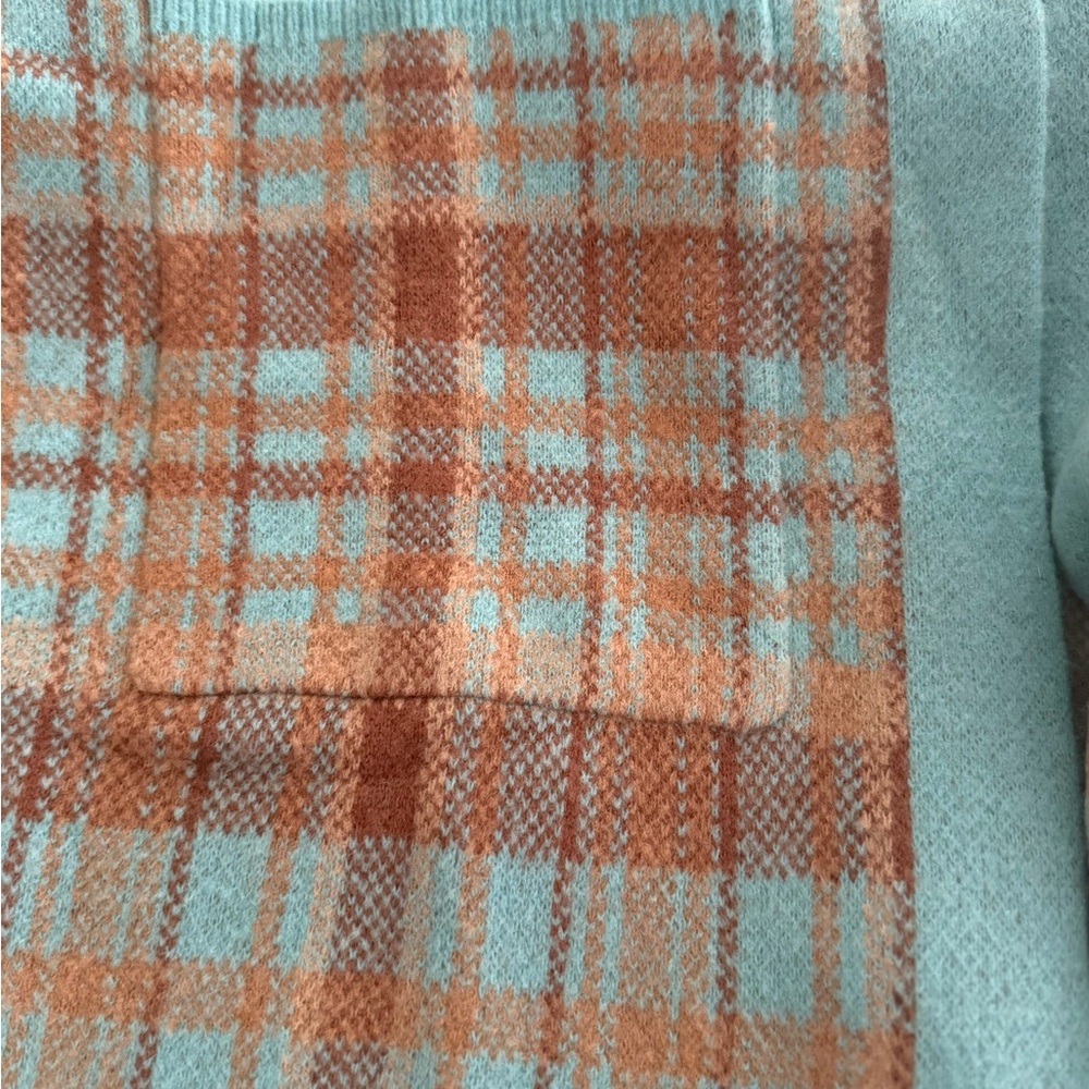 Talbots Blue and Brown Plaid Cardigan - Picture 2 of 8